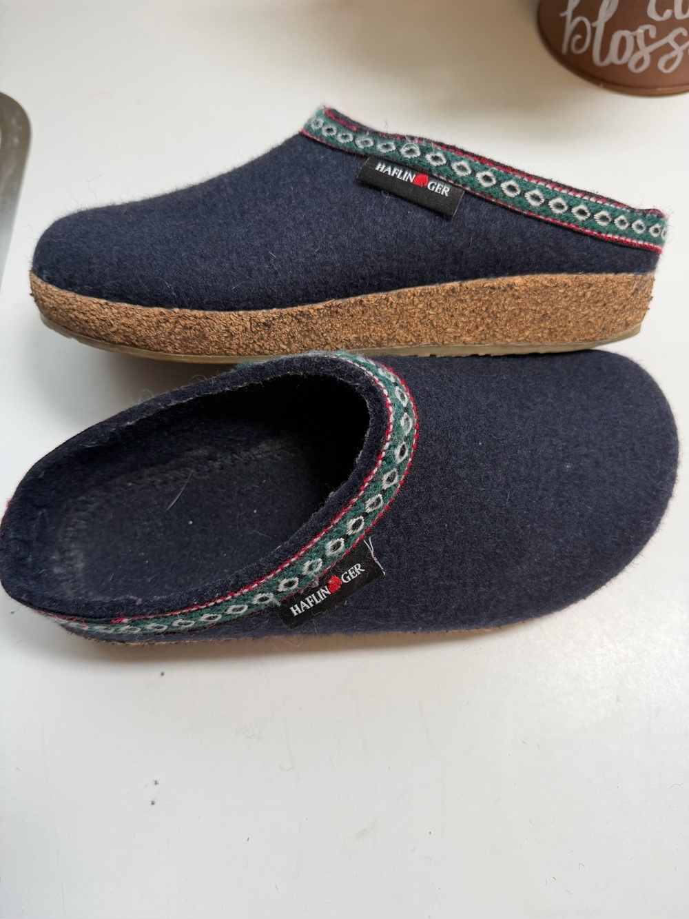 Haflinger GZ Classic Grizzly Wool Felt Clogs Navy Blue Size 38 (US Women's 7/7.5